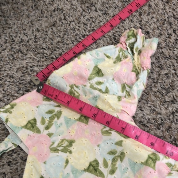 ModCloth Midi Dress Size Small Pastel Yellow Pink Floral Eyelet - Picture 11 of 12